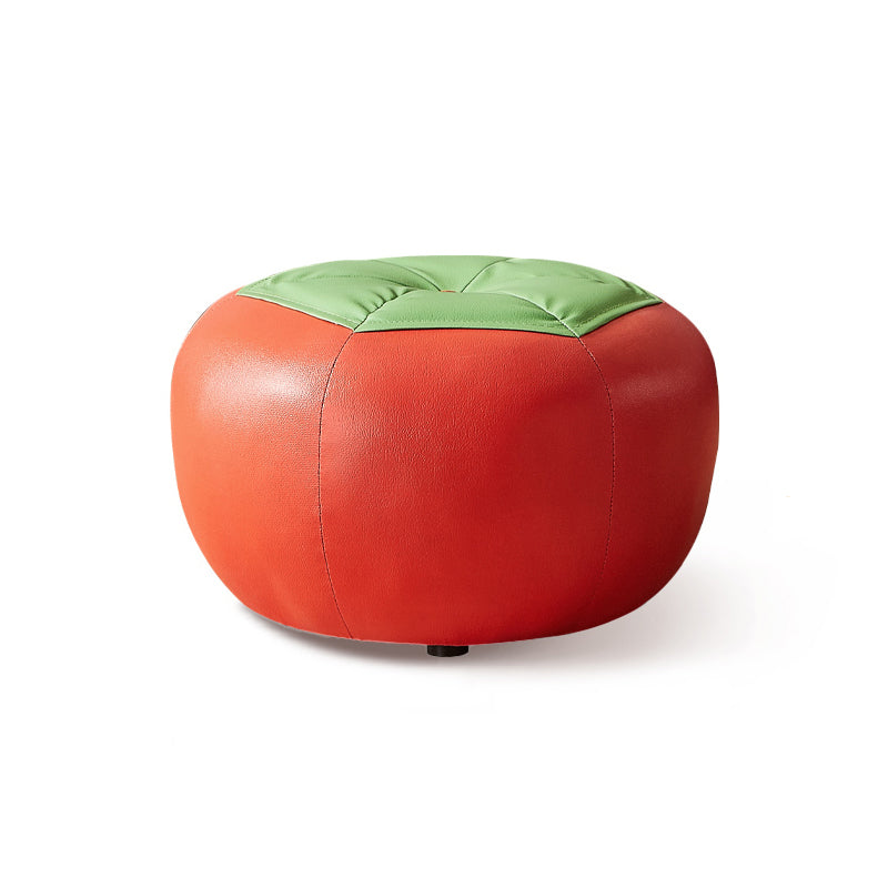 Specialty Ottoman Faux Leather Water Resistant Pouf Geometric Pattern Ottoman