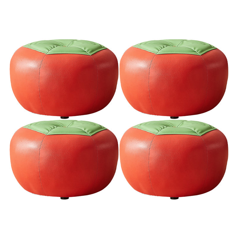 Specialty Ottoman Faux Leather Water Resistant Pouf Geometric Pattern Ottoman