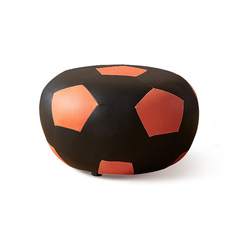 Specialty Ottoman Faux Leather Water Resistant Pouf Geometric Pattern Ottoman