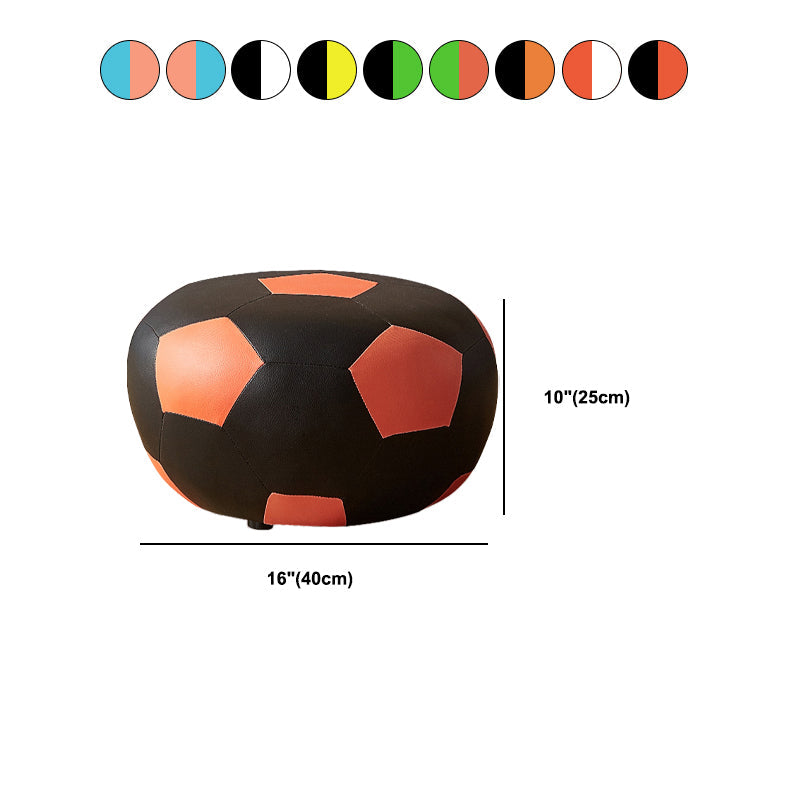 Specialty Ottoman Faux Leather Water Resistant Pouf Geometric Pattern Ottoman