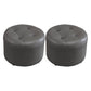 Modern Tufted Ottoman Water Resistant Genuine Leather Round Foot Stool Ottoman Dark Gray 2 Piece Set Clearhalo 'furn' 'furn_ottomans_poufs' 'Furniture' 'Living Room Furniture' 'Ottomans & Poufs' 'ottomans_poufs' 5851092