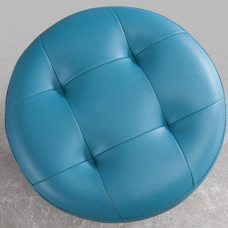 Modern Tufted Ottoman Water Resistant Genuine Leather Round Foot Stool Ottoman Clearhalo 'furn' 'furn_ottomans_poufs' 'Furniture' 'Living Room Furniture' 'Ottomans & Poufs' 'ottomans_poufs' 5851094