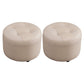 Modern Tufted Ottoman Water Resistant Genuine Leather Round Foot Stool Ottoman Light Gray 2 Piece Set Clearhalo 'furn' 'furn_ottomans_poufs' 'Furniture' 'Living Room Furniture' 'Ottomans & Poufs' 'ottomans_poufs' 5851098