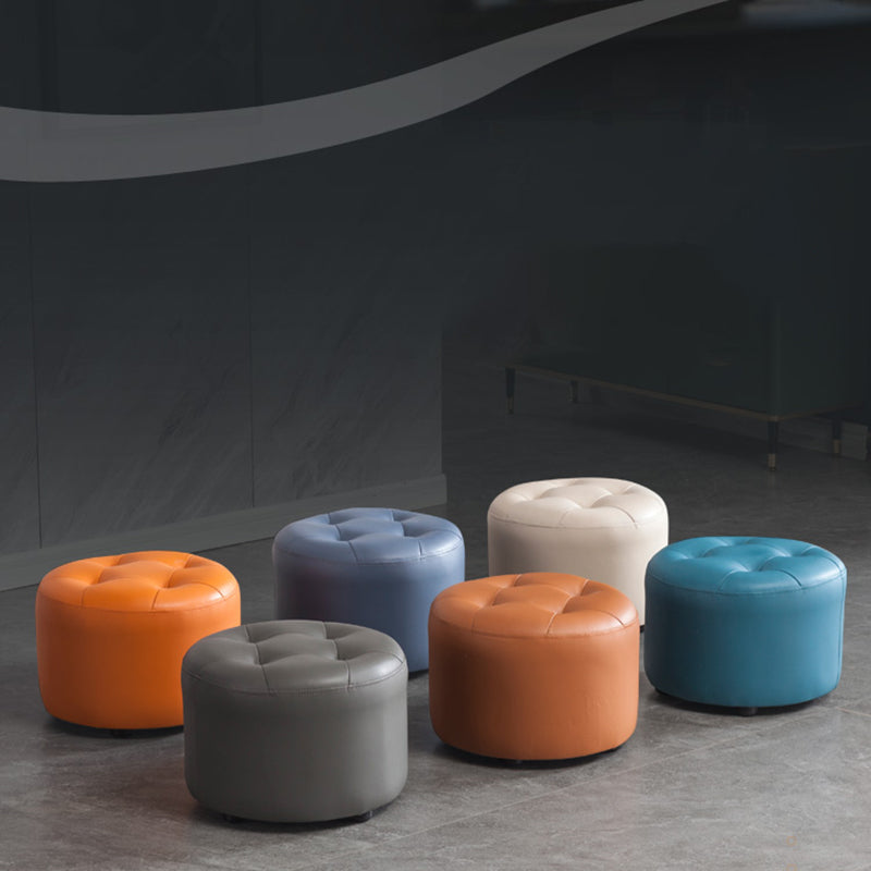 Modern Tufted Ottoman Water Resistant Genuine Leather Round Foot Stool Ottoman Clearhalo 'furn' 'furn_ottomans_poufs' 'Furniture' 'Living Room Furniture' 'Ottomans & Poufs' 'ottomans_poufs' 5851102