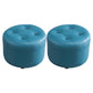 Modern Tufted Ottoman Water Resistant Genuine Leather Round Foot Stool Ottoman Blue 2 Piece Set Clearhalo 'furn' 'furn_ottomans_poufs' 'Furniture' 'Living Room Furniture' 'Ottomans & Poufs' 'ottomans_poufs' 5851105