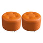 Modern Tufted Ottoman Water Resistant Genuine Leather Round Foot Stool Ottoman Orange 2 Piece Set Clearhalo 'furn' 'furn_ottomans_poufs' 'Furniture' 'Living Room Furniture' 'Ottomans & Poufs' 'ottomans_poufs' 5851115