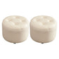 Modern Tufted Ottoman Water Resistant Genuine Leather Round Foot Stool Ottoman Off-White 2 Piece Set Clearhalo 'furn' 'furn_ottomans_poufs' 'Furniture' 'Living Room Furniture' 'Ottomans & Poufs' 'ottomans_poufs' 5851118