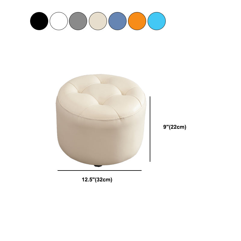 Modern Tufted Ottoman Water Resistant Genuine Leather Round Foot Stool Ottoman Clearhalo 'furn' 'furn_ottomans_poufs' 'Furniture' 'Living Room Furniture' 'Ottomans & Poufs' 'ottomans_poufs' 5851120