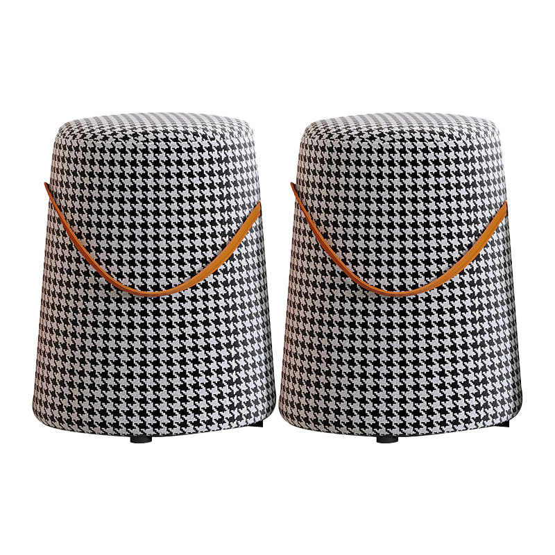 Contemporary Footstool Ottoman Fabric Upholstered Portable Round Ottoman Black 2 Piece Set Clearhalo 'furn' 'furn_ottomans_poufs' 'Furniture' 'Living Room Furniture' 'Ottomans & Poufs' 'ottomans_poufs' 5851122