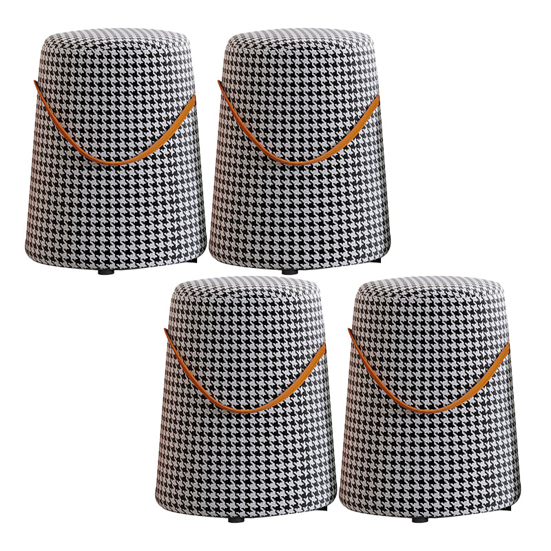 Contemporary Footstool Ottoman Fabric Upholstered Portable Round Ottoman Black 4 Piece Set Clearhalo 'furn' 'furn_ottomans_poufs' 'Furniture' 'Living Room Furniture' 'Ottomans & Poufs' 'ottomans_poufs' 5851123
