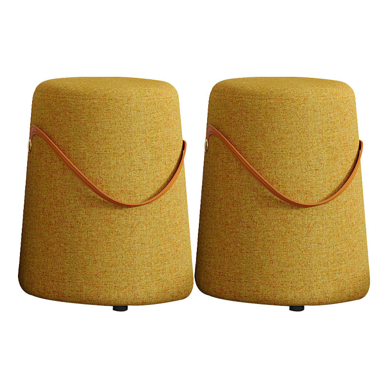 Contemporary Footstool Ottoman Fabric Upholstered Portable Round Ottoman Yellow 2 Piece Set Clearhalo 'furn' 'furn_ottomans_poufs' 'Furniture' 'Living Room Furniture' 'Ottomans & Poufs' 'ottomans_poufs' 5851127