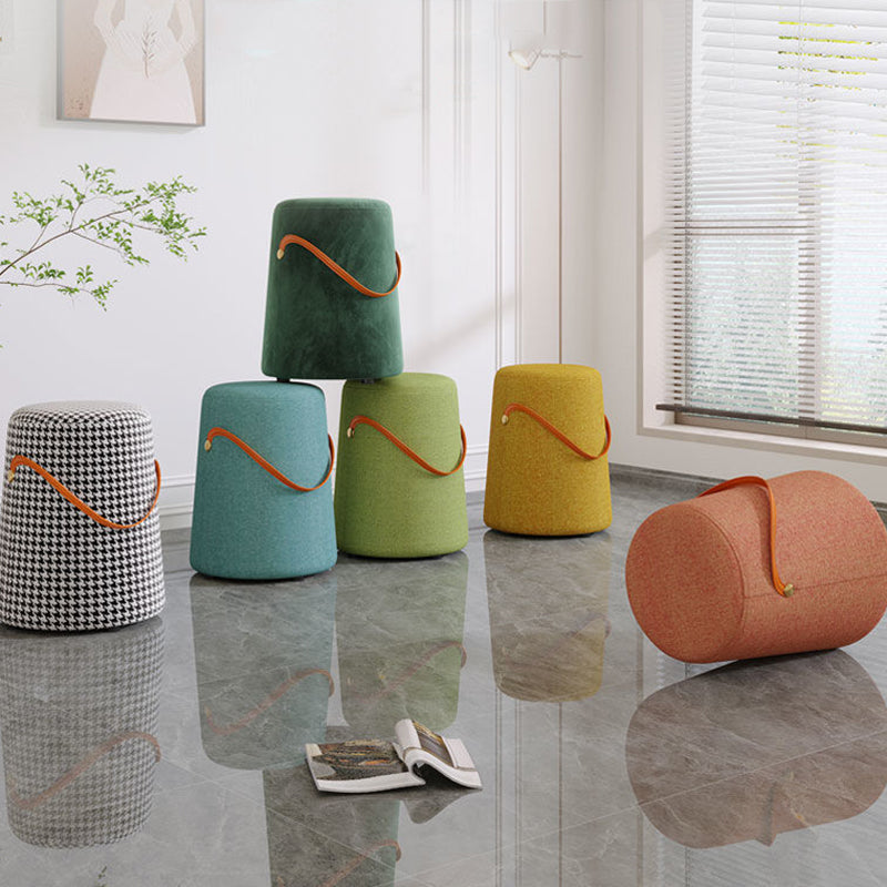 Contemporary Footstool Ottoman Fabric Upholstered Portable Round Ottoman Clearhalo 'furn' 'furn_ottomans_poufs' 'Furniture' 'Living Room Furniture' 'Ottomans & Poufs' 'ottomans_poufs' 5851128