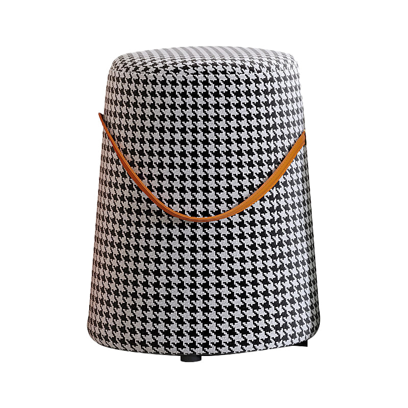 Contemporary Footstool Ottoman Fabric Upholstered Portable Round Ottoman Black 1 Piece Clearhalo 'furn' 'furn_ottomans_poufs' 'Furniture' 'Living Room Furniture' 'Ottomans & Poufs' 'ottomans_poufs' 5851129