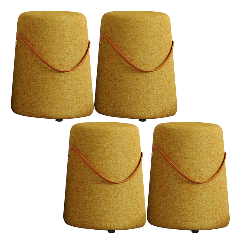 Contemporary Footstool Ottoman Fabric Upholstered Portable Round Ottoman Yellow 4 Piece Set Clearhalo 'furn' 'furn_ottomans_poufs' 'Furniture' 'Living Room Furniture' 'Ottomans & Poufs' 'ottomans_poufs' 5851130
