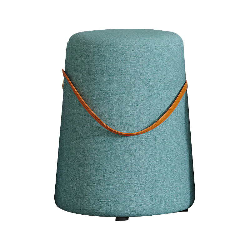 Contemporary Footstool Ottoman Fabric Upholstered Portable Round Ottoman Lake Blue 1 Piece Clearhalo 'furn' 'furn_ottomans_poufs' 'Furniture' 'Living Room Furniture' 'Ottomans & Poufs' 'ottomans_poufs' 5851131