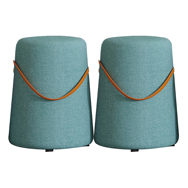 Contemporary Footstool Ottoman Fabric Upholstered Portable Round Ottoman Lake Blue 2 Piece Set Clearhalo 'furn' 'furn_ottomans_poufs' 'Furniture' 'Living Room Furniture' 'Ottomans & Poufs' 'ottomans_poufs' 5851134