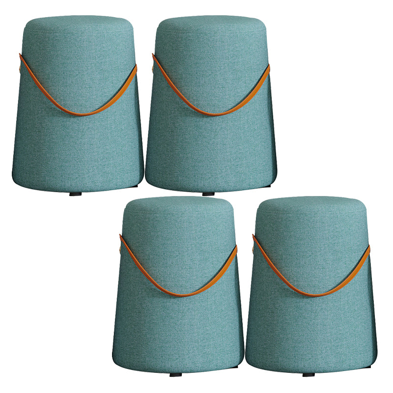 Contemporary Footstool Ottoman Fabric Upholstered Portable Round Ottoman Lake Blue 4 Piece Set Clearhalo 'furn' 'furn_ottomans_poufs' 'Furniture' 'Living Room Furniture' 'Ottomans & Poufs' 'ottomans_poufs' 5851136