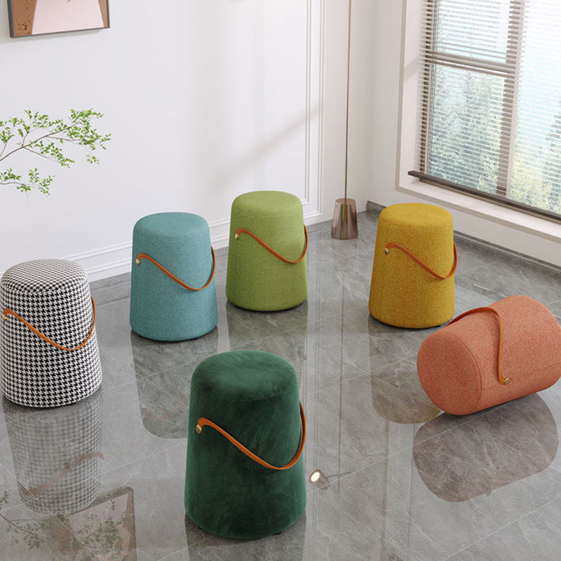 Contemporary Footstool Ottoman Fabric Upholstered Portable Round Ottoman Clearhalo 'furn' 'furn_ottomans_poufs' 'Furniture' 'Living Room Furniture' 'Ottomans & Poufs' 'ottomans_poufs' 5851137