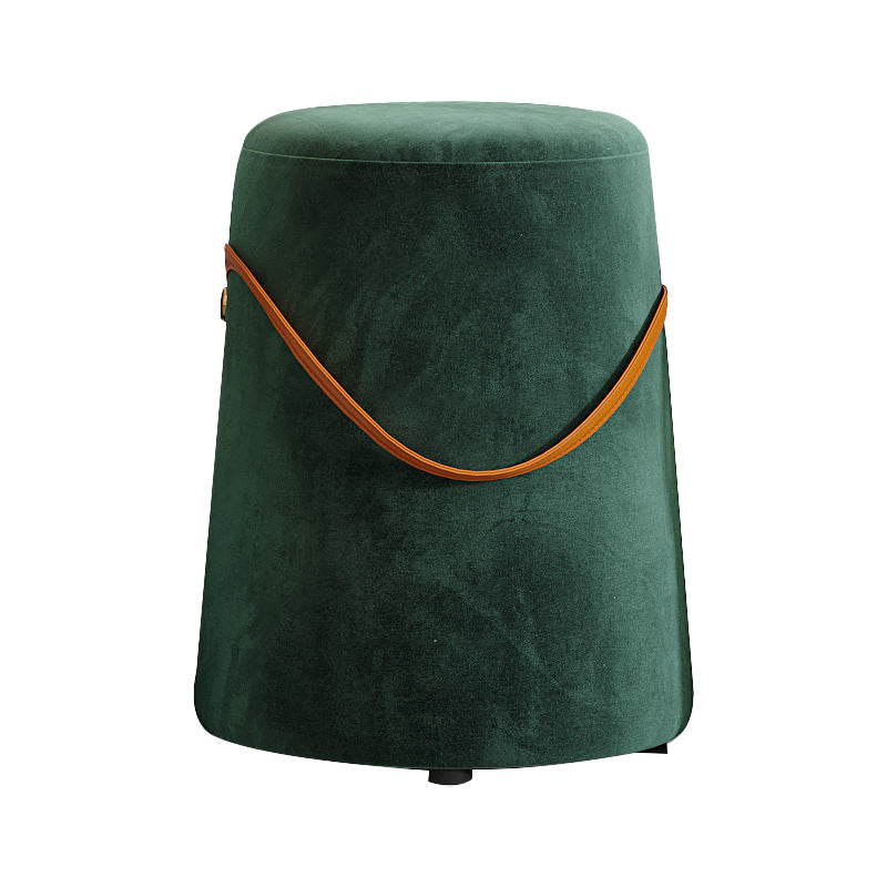 Contemporary Footstool Ottoman Fabric Upholstered Portable Round Ottoman Blackish Green 1 Piece Clearhalo 'furn' 'furn_ottomans_poufs' 'Furniture' 'Living Room Furniture' 'Ottomans & Poufs' 'ottomans_poufs' 5851138