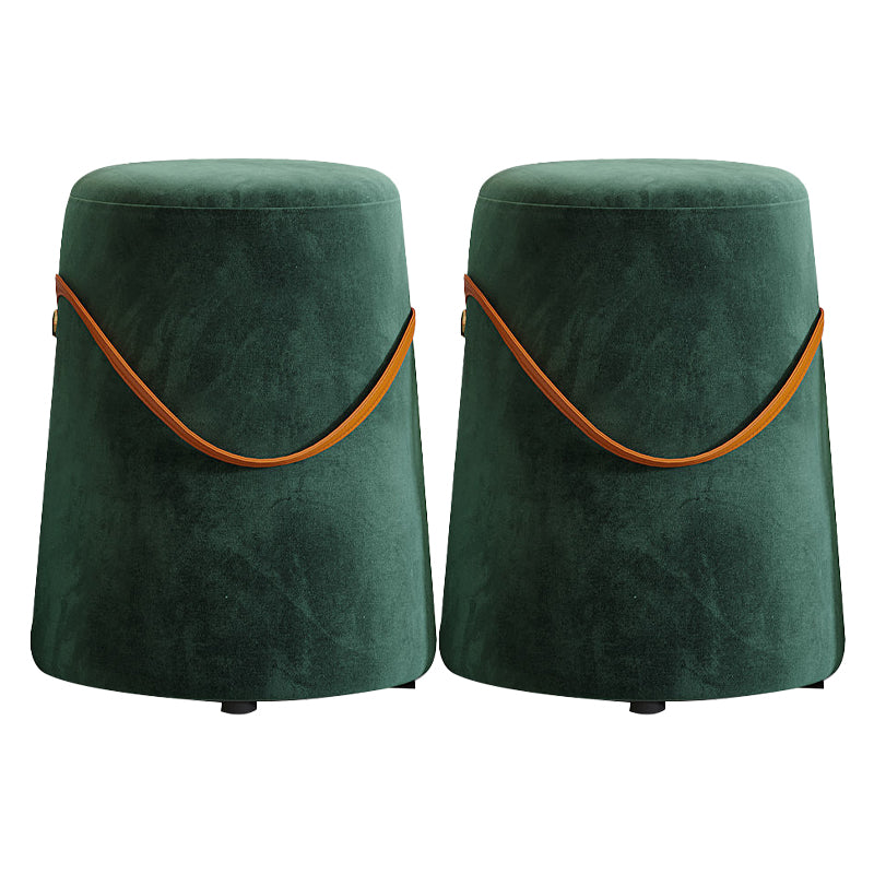 Contemporary Footstool Ottoman Fabric Upholstered Portable Round Ottoman Blackish Green 2 Piece Set Clearhalo 'furn' 'furn_ottomans_poufs' 'Furniture' 'Living Room Furniture' 'Ottomans & Poufs' 'ottomans_poufs' 5851139