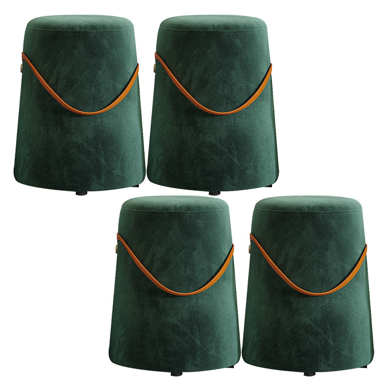 Contemporary Footstool Ottoman Fabric Upholstered Portable Round Ottoman Blackish Green 4 Piece Set Clearhalo 'furn' 'furn_ottomans_poufs' 'Furniture' 'Living Room Furniture' 'Ottomans & Poufs' 'ottomans_poufs' 5851141