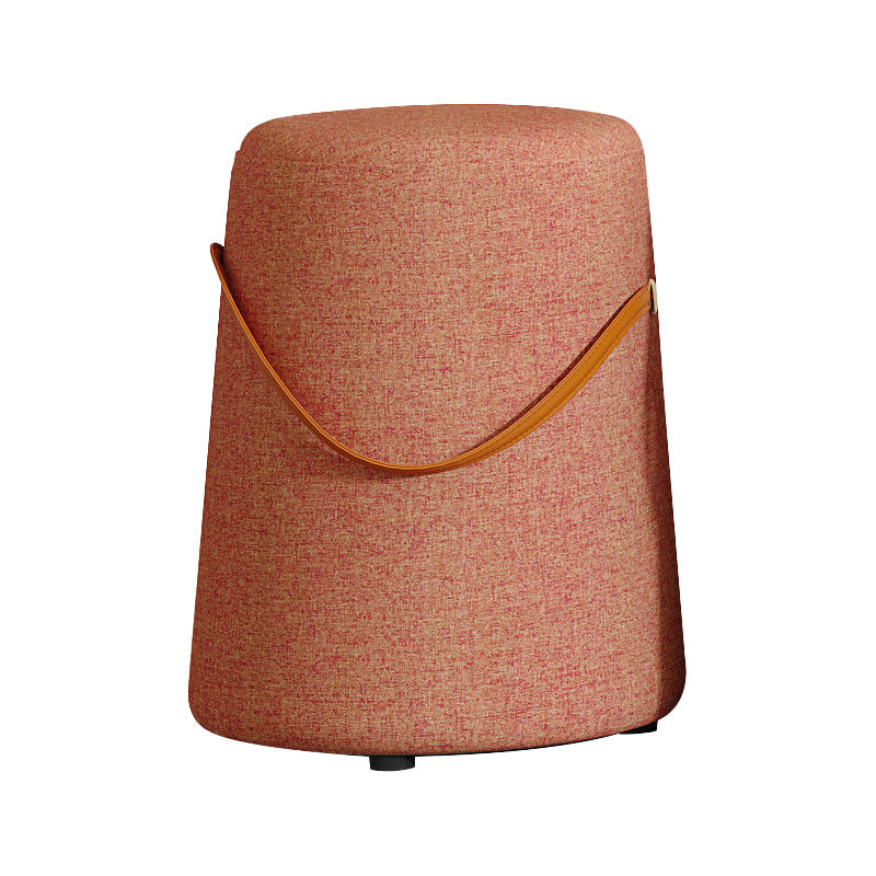 Contemporary Footstool Ottoman Fabric Upholstered Portable Round Ottoman Orange 1 Piece Clearhalo 'furn' 'furn_ottomans_poufs' 'Furniture' 'Living Room Furniture' 'Ottomans & Poufs' 'ottomans_poufs' 5851143