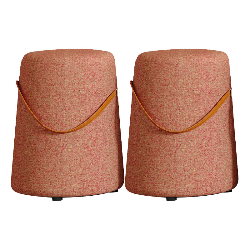 Contemporary Footstool Ottoman Fabric Upholstered Portable Round Ottoman Orange 2 Piece Set Clearhalo 'furn' 'furn_ottomans_poufs' 'Furniture' 'Living Room Furniture' 'Ottomans & Poufs' 'ottomans_poufs' 5851144