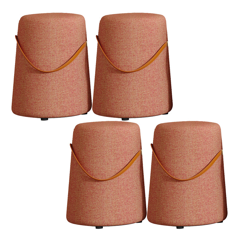 Contemporary Footstool Ottoman Fabric Upholstered Portable Round Ottoman Orange 4 Piece Set Clearhalo 'furn' 'furn_ottomans_poufs' 'Furniture' 'Living Room Furniture' 'Ottomans & Poufs' 'ottomans_poufs' 5851145