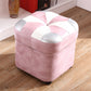 Modern Square Ottoman Contrast Panel Genuine Leather Indoor Footstool Ottoman
