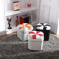 Modern Square Ottoman Contrast Panel Genuine Leather Indoor Footstool Ottoman