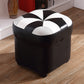 Modern Square Ottoman Contrast Panel Genuine Leather Indoor Footstool Ottoman