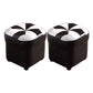 Modern Square Ottoman Contrast Panel Genuine Leather Indoor Footstool Ottoman