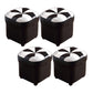 Modern Square Ottoman Contrast Panel Genuine Leather Indoor Footstool Ottoman