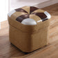 Modern Square Ottoman Contrast Panel Genuine Leather Indoor Footstool Ottoman