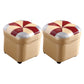 Modern Square Ottoman Contrast Panel Genuine Leather Indoor Footstool Ottoman