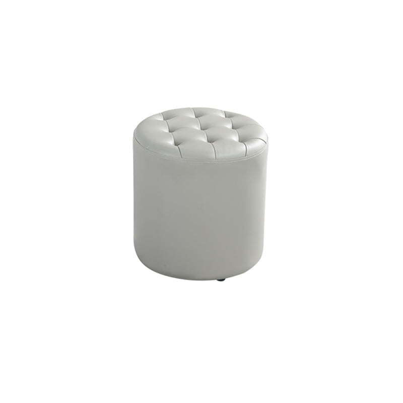 Modern Water Resistant Pouf Circular White Faux Leather Ottoman Clearhalo 'furn' 'furn_ottomans_poufs' 'Furniture' 'Living Room Furniture' 'Ottomans & Poufs' 'ottomans_poufs' 5851316