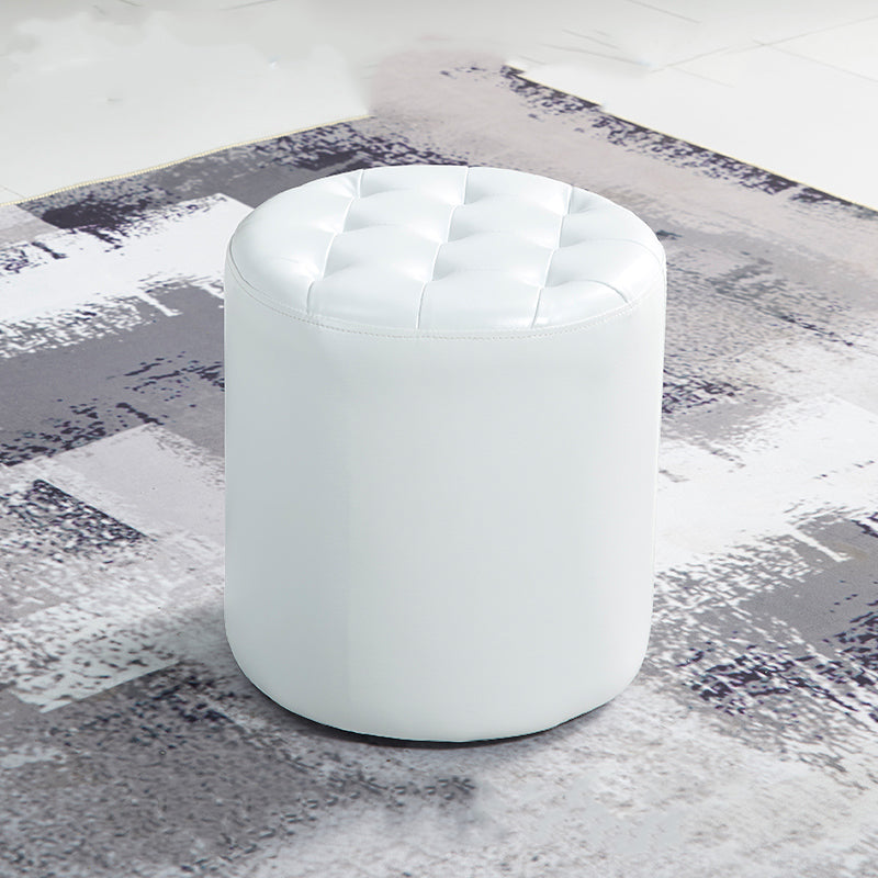 Modern Water Resistant Pouf Circular White Faux Leather Ottoman White 1 Piece Clearhalo 'furn' 'furn_ottomans_poufs' 'Furniture' 'Living Room Furniture' 'Ottomans & Poufs' 'ottomans_poufs' 5851320