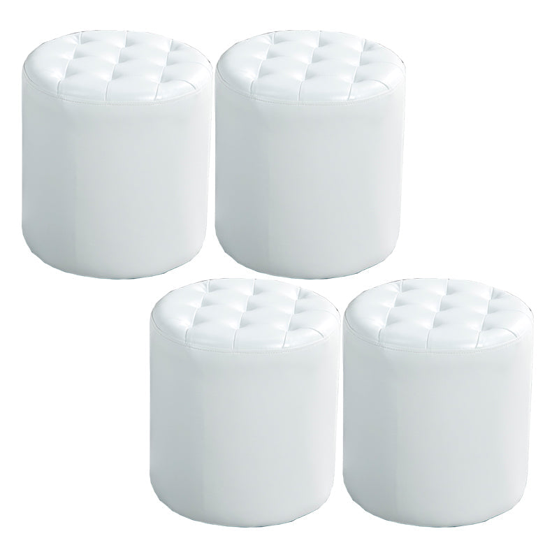 Modern Water Resistant Pouf Circular White Faux Leather Ottoman White 4 Piece Set Clearhalo 'furn' 'furn_ottomans_poufs' 'Furniture' 'Living Room Furniture' 'Ottomans & Poufs' 'ottomans_poufs' 5851322