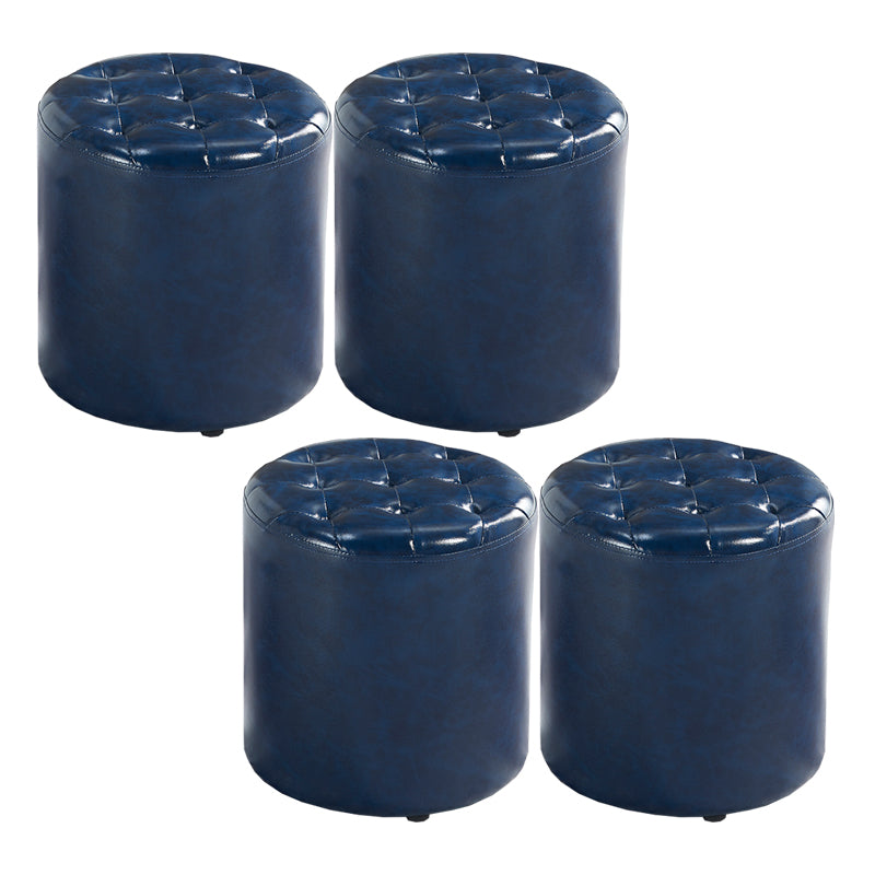 Modern Water Resistant Pouf Circular White Faux Leather Ottoman Blue 4 Piece Set Clearhalo 'furn' 'furn_ottomans_poufs' 'Furniture' 'Living Room Furniture' 'Ottomans & Poufs' 'ottomans_poufs' 5851325