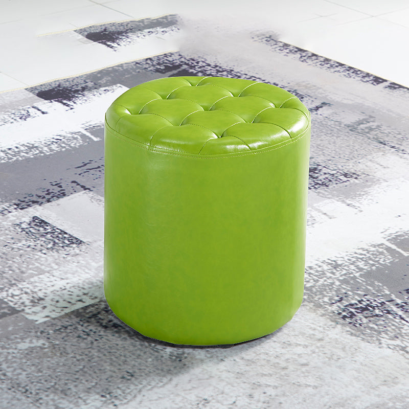 Modern Water Resistant Pouf Circular White Faux Leather Ottoman Green 1 Piece Clearhalo 'furn' 'furn_ottomans_poufs' 'Furniture' 'Living Room Furniture' 'Ottomans & Poufs' 'ottomans_poufs' 5851329