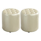 Modern Water Resistant Pouf Circular White Faux Leather Ottoman Champagne 2 Piece Set Clearhalo 'furn' 'furn_ottomans_poufs' 'Furniture' 'Living Room Furniture' 'Ottomans & Poufs' 'ottomans_poufs' 5851333