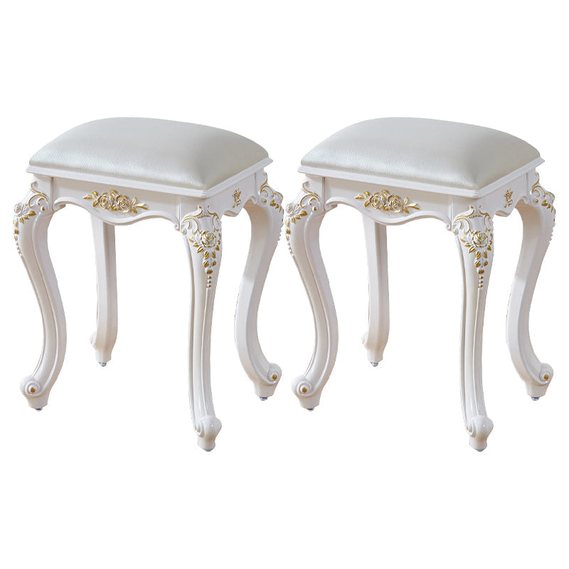 Vintage PU Leather Ottoman Plain Rectangle Stain Resistant Pouf Chair White-Gold 2 Piece Set Clearhalo 'furn' 'furn_ottomans_poufs' 'Furniture' 'Living Room Furniture' 'Ottomans & Poufs' 'ottomans_poufs' 5851365