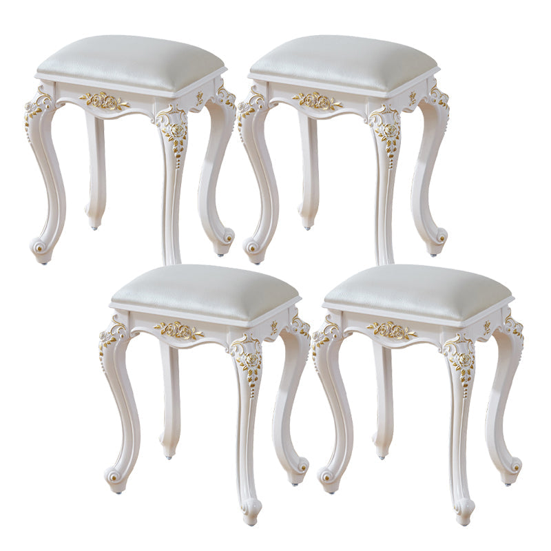 Vintage PU Leather Ottoman Plain Rectangle Stain Resistant Pouf Chair White-Gold 4 Piece Set Clearhalo 'furn' 'furn_ottomans_poufs' 'Furniture' 'Living Room Furniture' 'Ottomans & Poufs' 'ottomans_poufs' 5851368