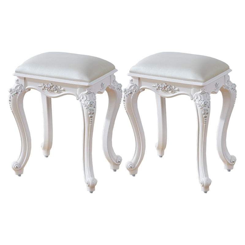 Vintage PU Leather Ottoman Plain Rectangle Stain Resistant Pouf Chair White-Silver 2 Piece Set Clearhalo 'furn' 'furn_ottomans_poufs' 'Furniture' 'Living Room Furniture' 'Ottomans & Poufs' 'ottomans_poufs' 5851374