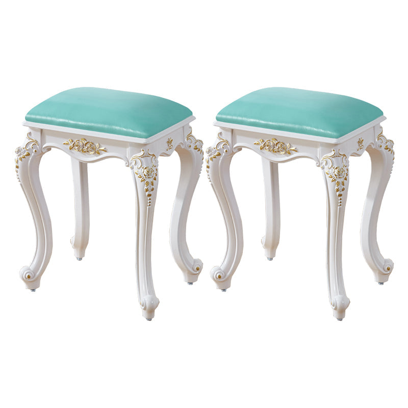 Vintage PU Leather Ottoman Plain Rectangle Stain Resistant Pouf Chair Green Gold 2 Piece Set Clearhalo 'furn' 'furn_ottomans_poufs' 'Furniture' 'Living Room Furniture' 'Ottomans & Poufs' 'ottomans_poufs' 5851386