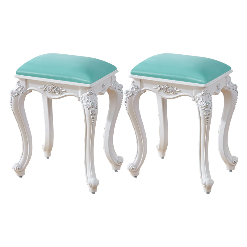 Vintage PU Leather Ottoman Plain Rectangle Stain Resistant Pouf Chair Green Silver 2 Piece Set Clearhalo 'furn' 'furn_ottomans_poufs' 'Furniture' 'Living Room Furniture' 'Ottomans & Poufs' 'ottomans_poufs' 5851389