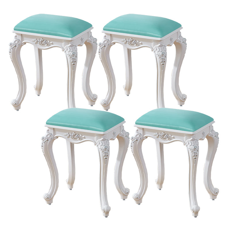 Vintage PU Leather Ottoman Plain Rectangle Stain Resistant Pouf Chair Green Silver 4 Piece Set Clearhalo 'furn' 'furn_ottomans_poufs' 'Furniture' 'Living Room Furniture' 'Ottomans & Poufs' 'ottomans_poufs' 5851390