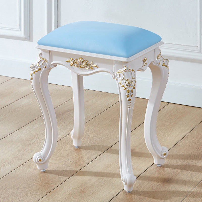 Vintage PU Leather Ottoman Plain Rectangle Stain Resistant Pouf Chair Blue Gold 1 Piece Clearhalo 'furn' 'furn_ottomans_poufs' 'Furniture' 'Living Room Furniture' 'Ottomans & Poufs' 'ottomans_poufs' 5851391