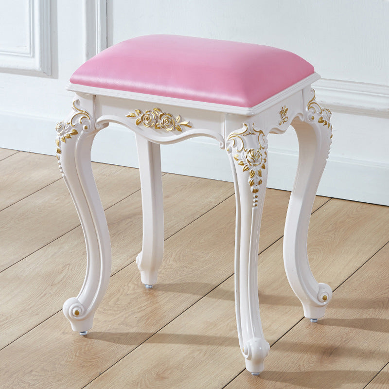 Vintage PU Leather Ottoman Plain Rectangle Stain Resistant Pouf Chair Pink Gold 1 Piece Clearhalo 'furn' 'furn_ottomans_poufs' 'Furniture' 'Living Room Furniture' 'Ottomans & Poufs' 'ottomans_poufs' 5851394