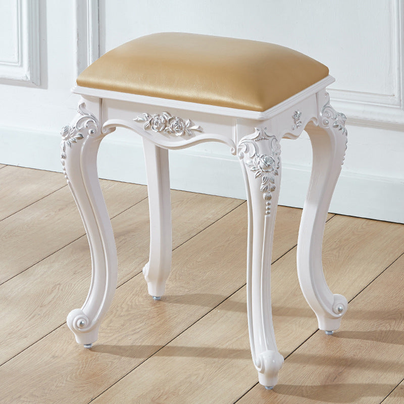 Vintage PU Leather Ottoman Plain Rectangle Stain Resistant Pouf Chair Gold Silver 1 Piece Clearhalo 'furn' 'furn_ottomans_poufs' 'Furniture' 'Living Room Furniture' 'Ottomans & Poufs' 'ottomans_poufs' 5851397